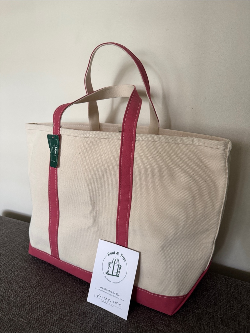 LL Bean Heavy Canvas Large Tote Bag in Vintage Rose / Pink
